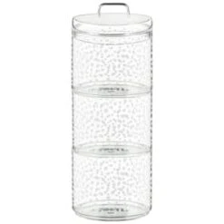 B&M Printed Glass Stackable Storage Jars 3pc - White -Kitchen and Tableware Store 396484 3pk printed glass stackable storage jars white 4