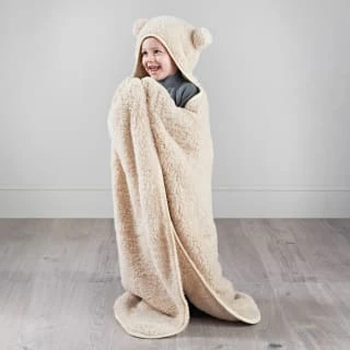 Simply Kids Hooded Sherpa Blanket - Natural 3 Simply Kids Hooded Sherpa Blanket - Natural